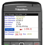 Fuel Mileage Calculator for Blackberry screenshot 1/1