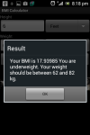 BMI Health Calculator screenshot 2/3