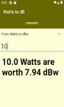 Decibels to Watts Converter  screenshot 3/4