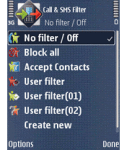 Call and SMS Filter for S60 screenshot 1/1