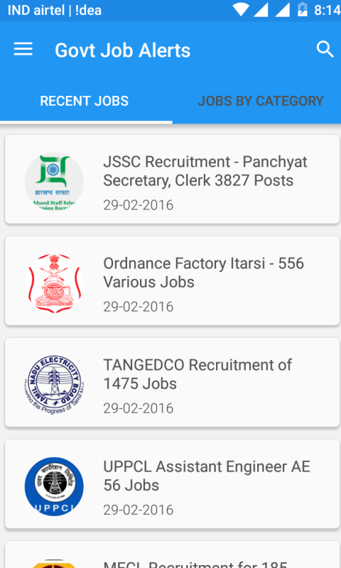 Government job alert on mobile